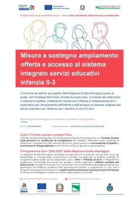 FONDO SOCIALE EUROPEO PLUS-MISURA A SOSTEGNO DEI SERVIZI EDUCATIVI PER L'INFANZIA
